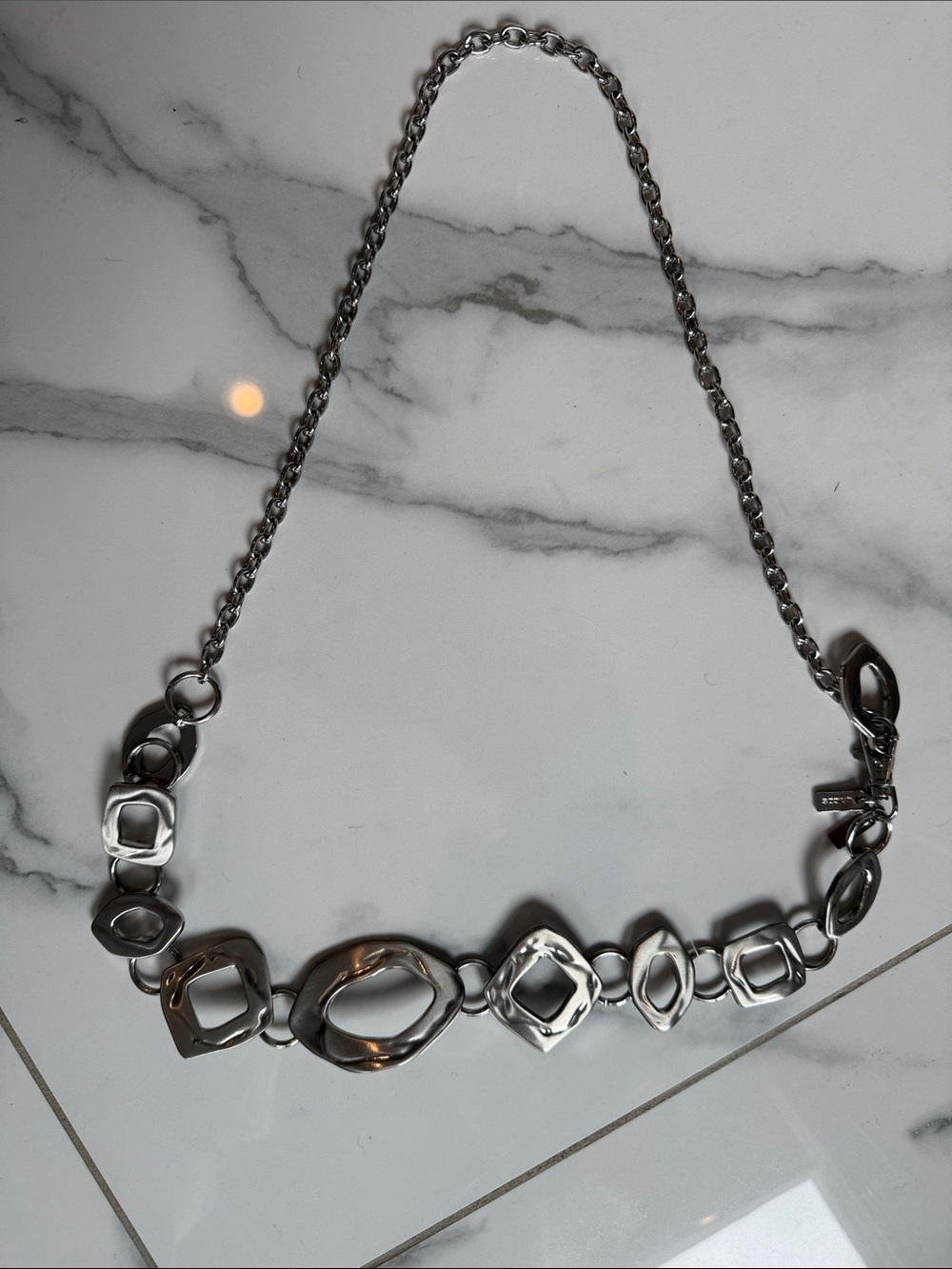 Silver Linked Geometric Waist Belt